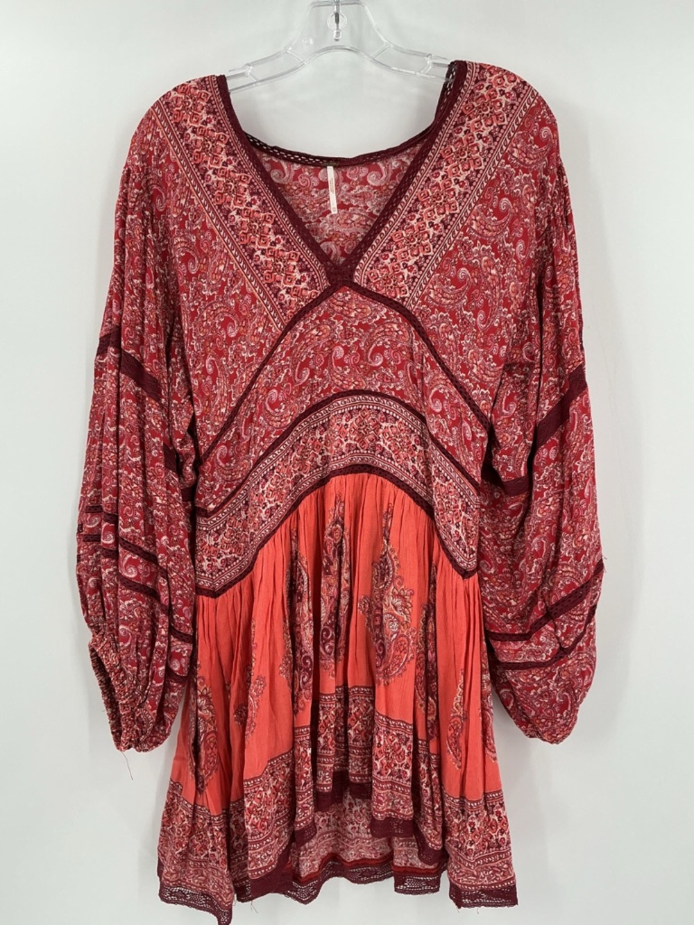 Free People Luna Scarf Print Tunic in red. - Picture 3 of 9